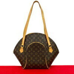 Louis Vuitton Ellipse Shopping Monogram Leather Shoulder Bag Tote Brown